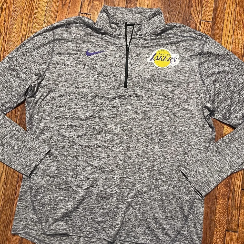 Nike Los Angeles Lakers Quarter Zip Size XXL 2XL Heather Gray Dri Fit